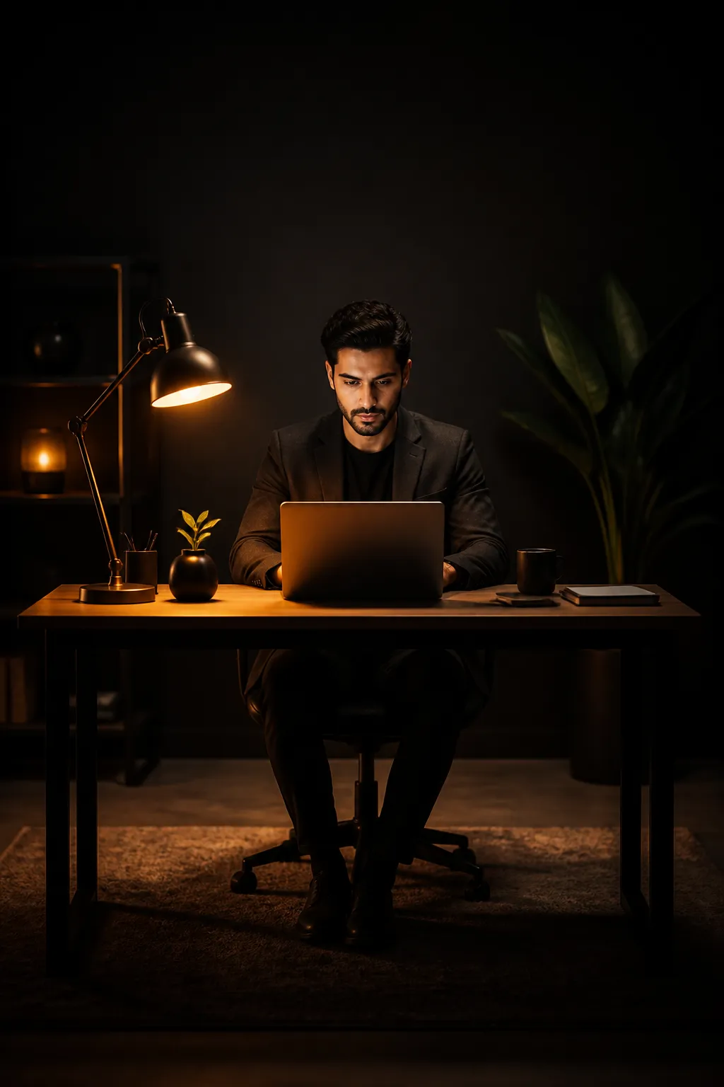 Entrepreneur focused at their desk, representing the VAIKAS.ai user